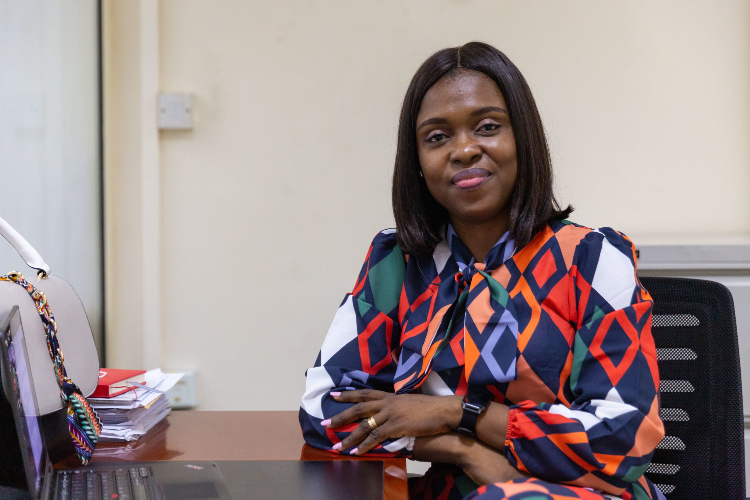 Atinuke Badejo poses for a portrait at her office in Yaba, Lagos Nigeria on 2nd March 2021. The Cherie Blair Foundation for Women continues to support women entrepreneurs across many African countries through their blended learning programmes, like Road to Growth and HerVenture.