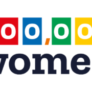 The 100,000 Women Campaign logo: the words "100,000 women" in colourful writing
