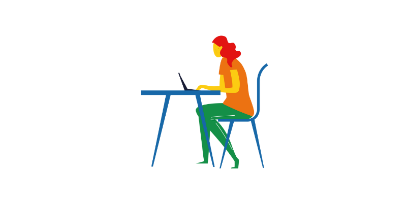 Illustration of a woman on her laptop