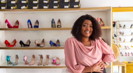 Oyinlola Adekogbe poses for a portrait at her store in Surulere, Lagos Nigeria on 2nd March 2021. The Cherie Blair Foundation for Women continues to support women entrepreneurs across many African countries through their blended learning programmes, like Road to Growth and HerVenture.