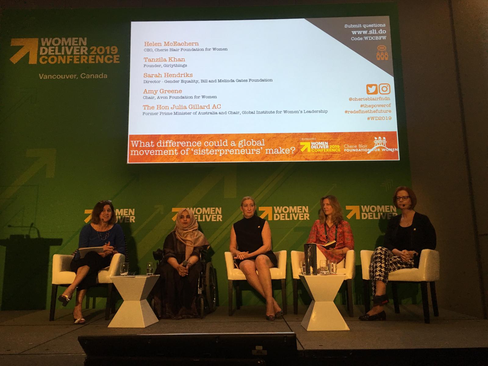 CEO, Helen McEachern, speaks on a panel at the Women Deliver 2019 Conference