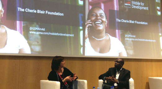 Cherie Blair speaks at Mobile World Congress in 2015