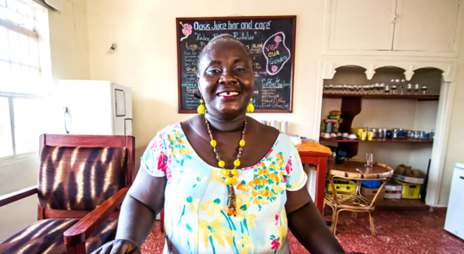Gladys, owner of Oasis Juice bar and cafe in Sierra Leone