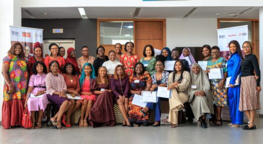 Participants pose for a group photograph at the Road to Growth programme for women organised by the Cherie Blair Foundation for Women happening at Enterprise Development Centre, Lagos, Nigeria on 15, February 2023. The Cherie Blair Foundation for Women's Road to Growth programme has supported over 3,000 women entrepreneurs to build and develop their businesses.