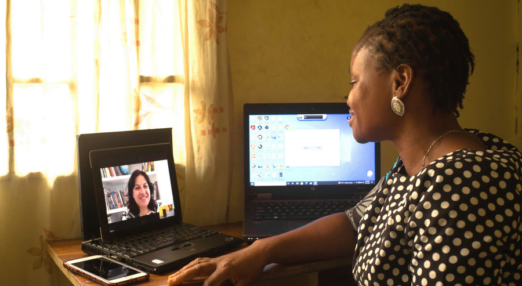 Mentee Odunayo Anyibuofu and Mentor Mireille Wehbe Hayek on a video call