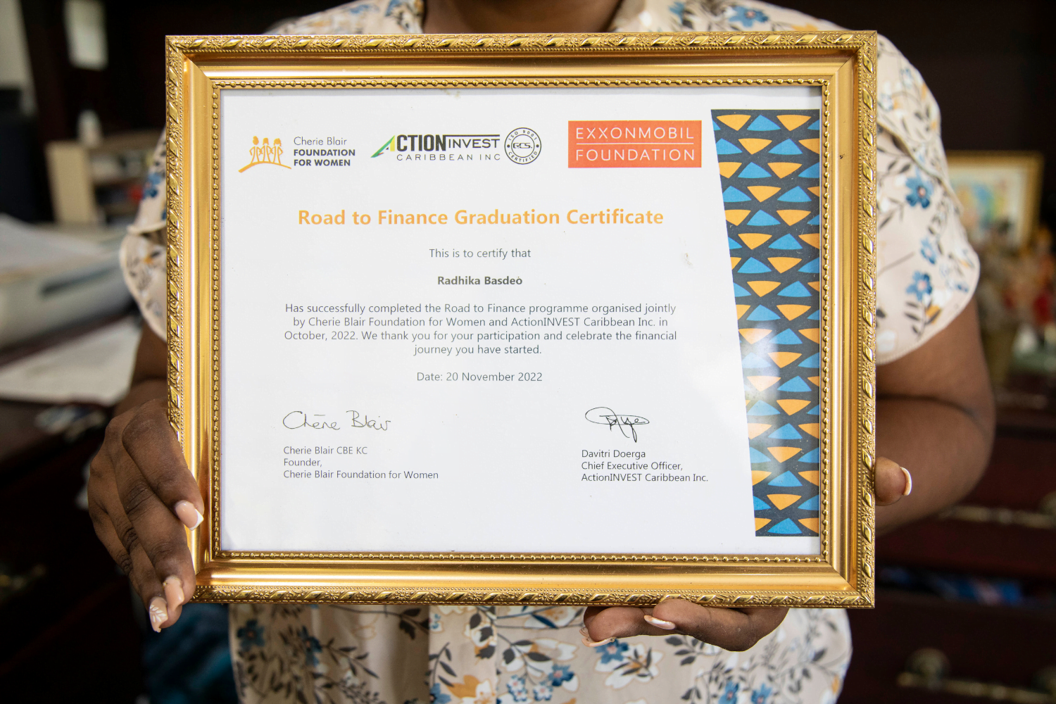 Radhika Basdeo's Road to Finance certificate.